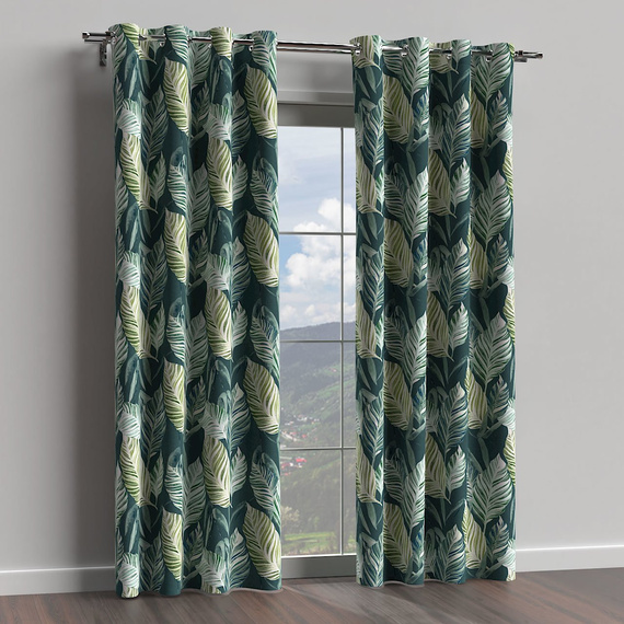 Zasłony zielone, butelkowa zieleń na żabki, na taśmie, do salonu