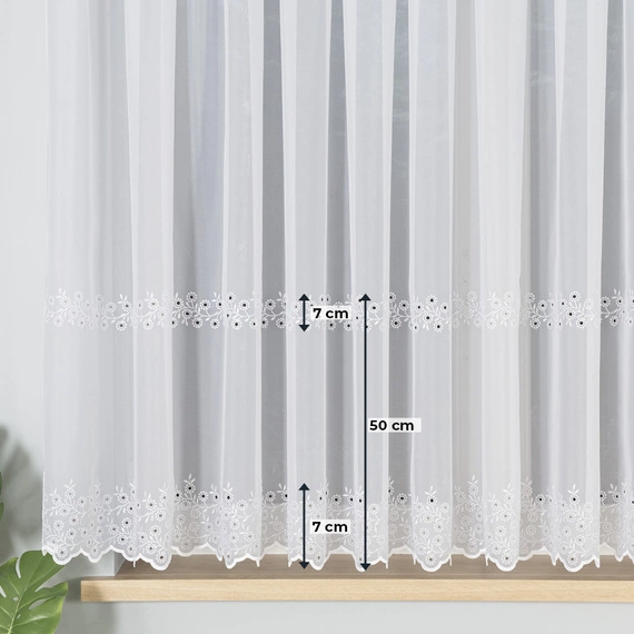 Firanka haftowana na metry 112746 / kolor biały / wysokość 160cm