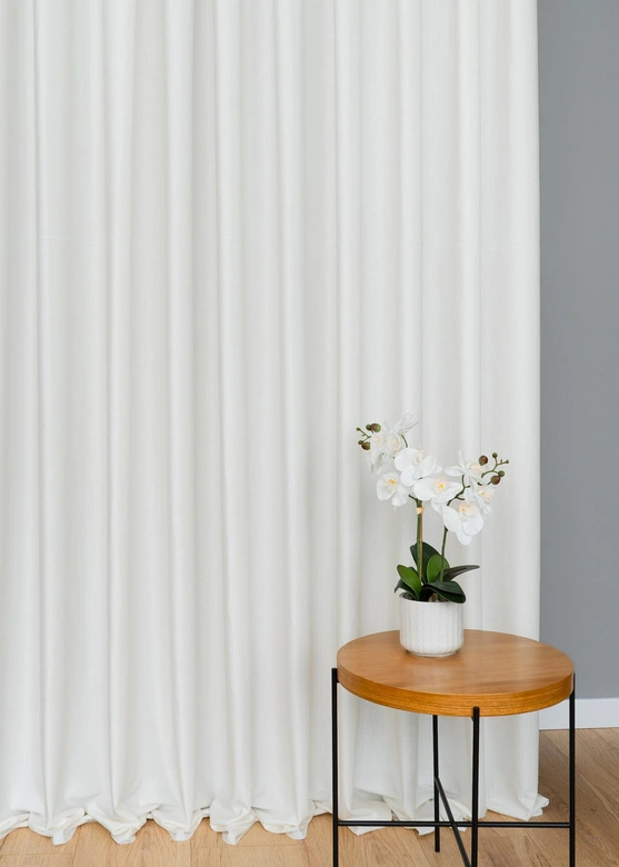 Tkanina zasłonowa VELVET EDEN prążkowana / wysokość 280cm / kolor 01 ivory