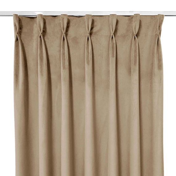Zasłona gotowa na fleksach Velvet Deluxe / szyta na miarę / kolor 65 beżowy
