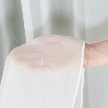 Woal gładki PREMIUM z obciążnikiem / kolor kremowy / wysokość 300cm