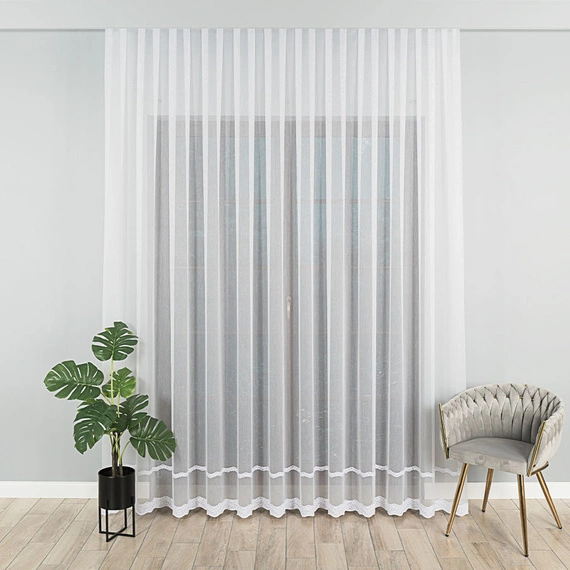 Firanka haftowana na metry 127080 / kolor biały / kupon 225x280cm