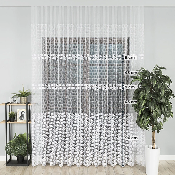 Firanka haftowana na metry 810437 / kolor biały / wysokość 280cm