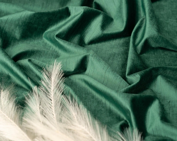 Tkanina zasłonowa VELVET EDEN prążkowana / wysokość 280cm / kolor 17 ciemna zieleń butelkowa