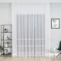 Firanka haftowana z wzorem pasowym 112750 / kolor biały z szarym i srebrnym / kupon 160x280cm