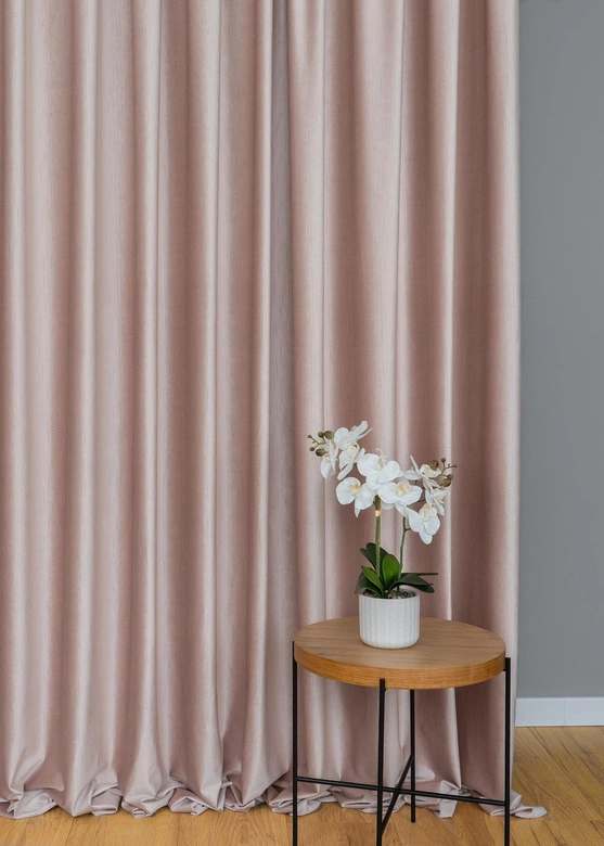 Tkanina zasłonowa VELVET EDEN prążkowana / wysokość 280cm / kolor 12 jasny pudrowy róż