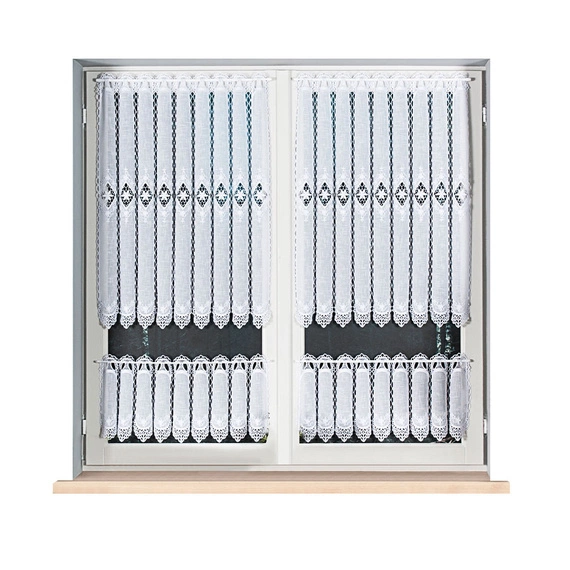 Firanka zazdroska haftowana na metry 015590 / kolor biały / wysokość 30cm