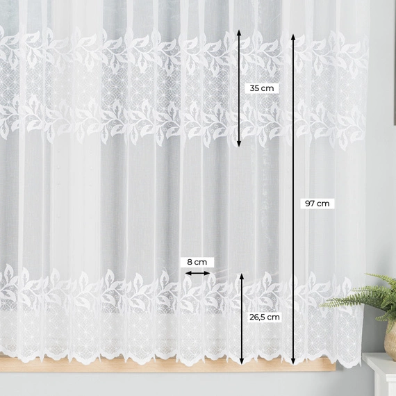 Firanka haftowana na metry 127136 / kolor biały / wysokość 160cm