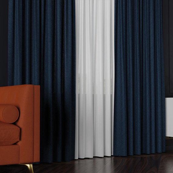 Tkanina zasłonowa na metry Lukrecja / wysokość 310cm / kolor 029 granatowy