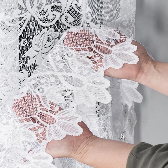 Firanka żakardowa 017480 / kolor biały / wysokość 200cm