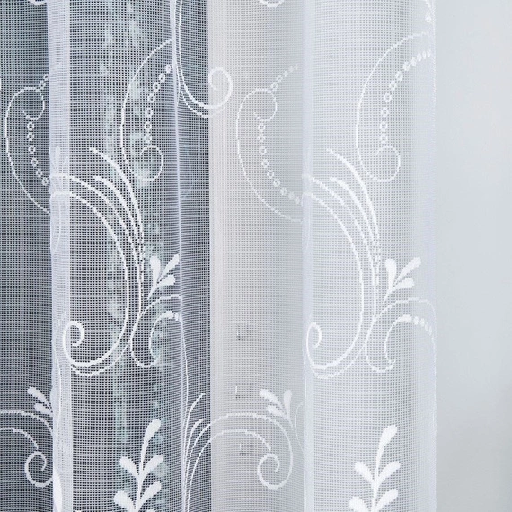 Firanka żakardowa 018041 / kolor biały / kupon 210x180cm