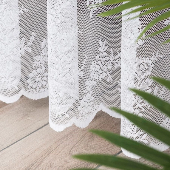 Firanka żakardowa 090375 / kolor biały / kupon 200x250cm