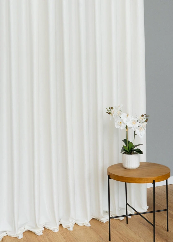 Tkanina zasłonowa VELVET EDEN prążkowana / wysokość 280cm / kolor 01 ivory
