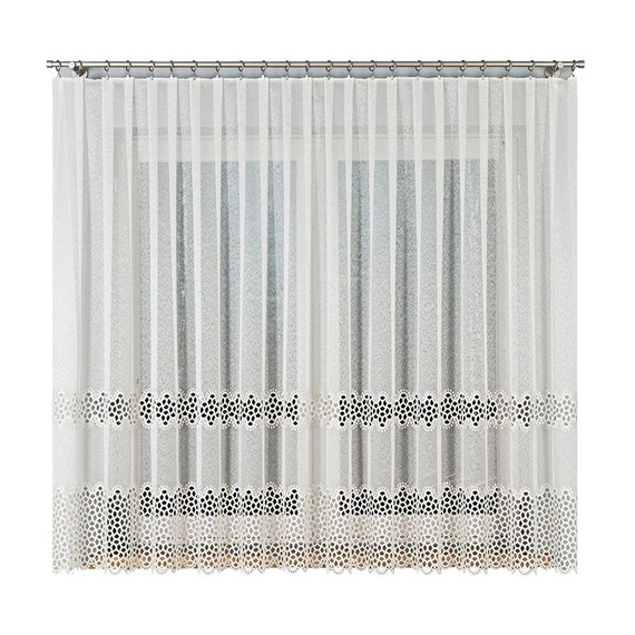 Firanka z aplikacją z wzorem pasowym 008897 / kolor kremowy / wysokość 160cm