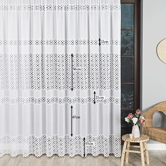 Firanka żakardowa na metry 018869 / kolor biały / wysokość 300cm