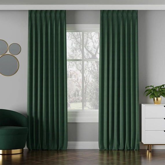 Zasłona gotowa na fleksach Milas / szyta na miarę / kolor 045 zielony