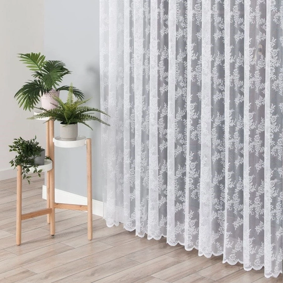 Firanka żakardowa 090375 / kolor biały / kupon 200x250cm