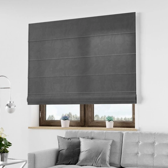 Roleta rzymska VELVET DELUXE / grafitowa 16 / szyta na wymiar