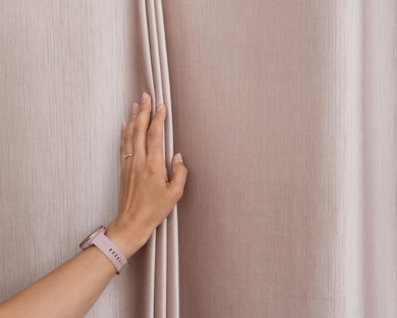 Tkanina zasłonowa VELVET EDEN prążkowana / wysokość 280cm / kolor 12 jasny pudrowy róż