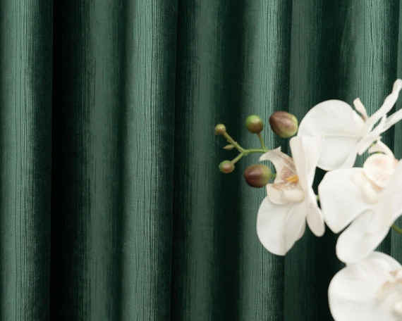 Tkanina zasłonowa VELVET EDEN prążkowana / wysokość 280cm / kolor 17 ciemna zieleń butelkowa