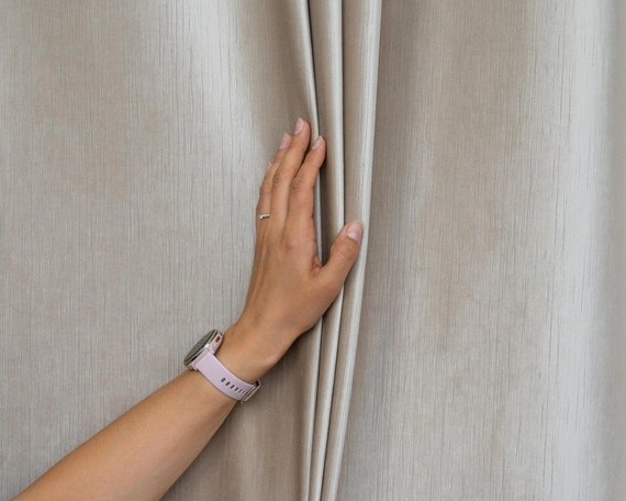 Tkanina zasłonowa VELVET EDEN prążkowana / wysokość 280cm / kolor 03 jasny zimny beż