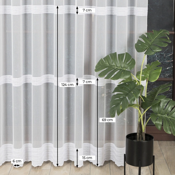 Firanka haftowana na metry 083399 / kolor biały / wysokość 280cm