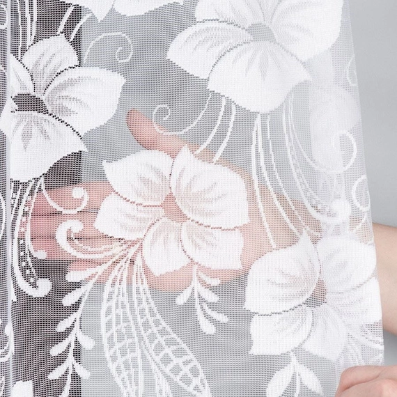 Firanka żakardowa 018041 / kolor biały / kupon 100x250cm