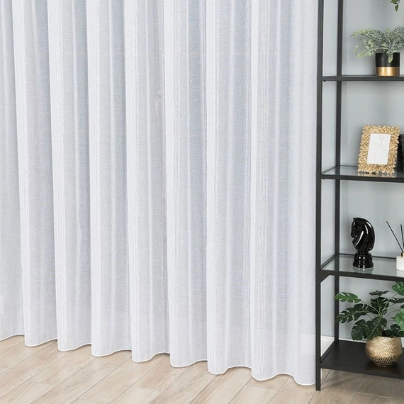 Firanka fantazyjna z pionowymi pasami 001215 / kolor biały z czarnym / wysokość 300cm