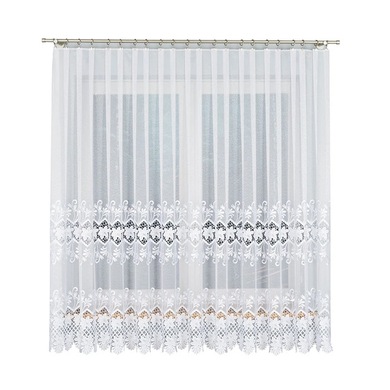 Firanka haftowana z aplikacją na metry 122469 / kolor biały / wysokość 180cm