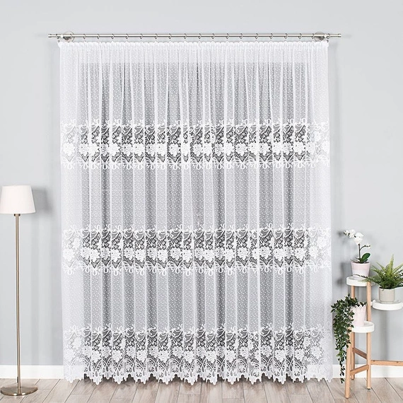 Firanka żakardowa 017480 / kolor biały / wysokość 230cm