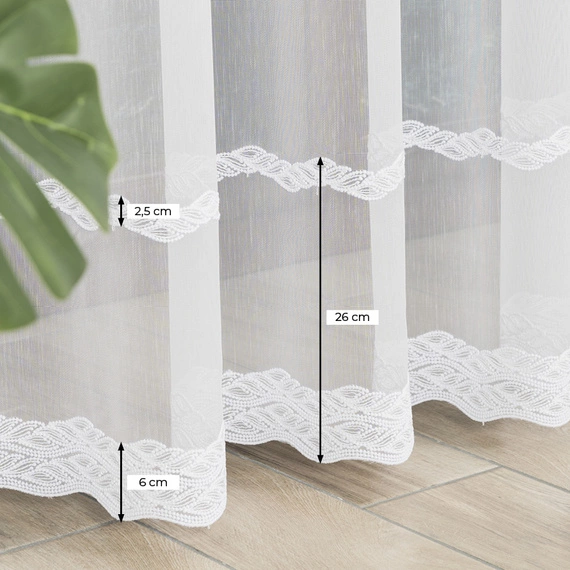 Firanka haftowana na metry 127080 / kolor biały / wysokość 280cm