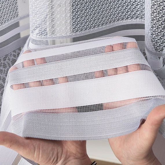 Firanka żakardowa na metry 017834 / kolor biały + szary / wysokość 180cm