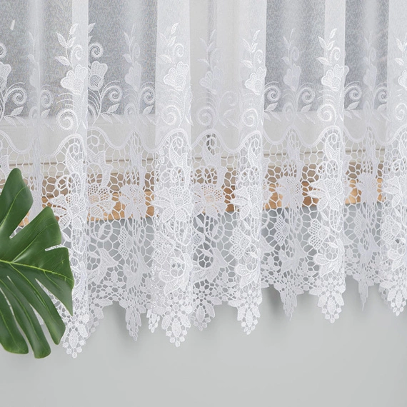 Firanka haftowana z aplikacją na metry 122625 / kolor biały / wysokość 180cm