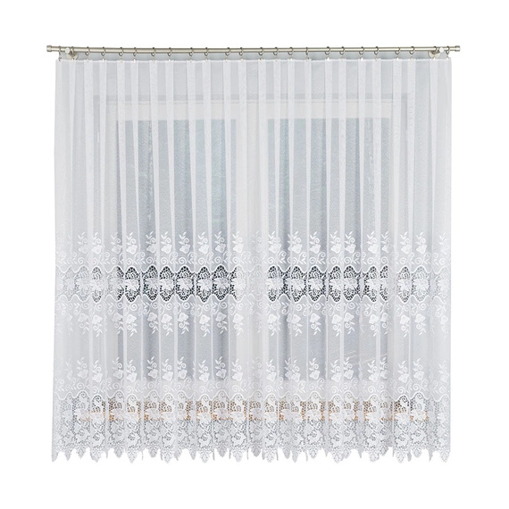 Firanka haftowana z aplikacją na metry 122625 / kolor biały / wysokość 180cm