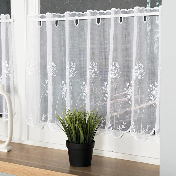 Firanka zazdroska haftowana na metry 053801 / kolor biały / wysokość 45cm
