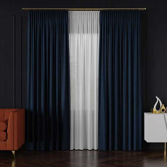 Tkanina zasłonowa na metry Lukrecja / wysokość 310cm / kolor 029 granatowy