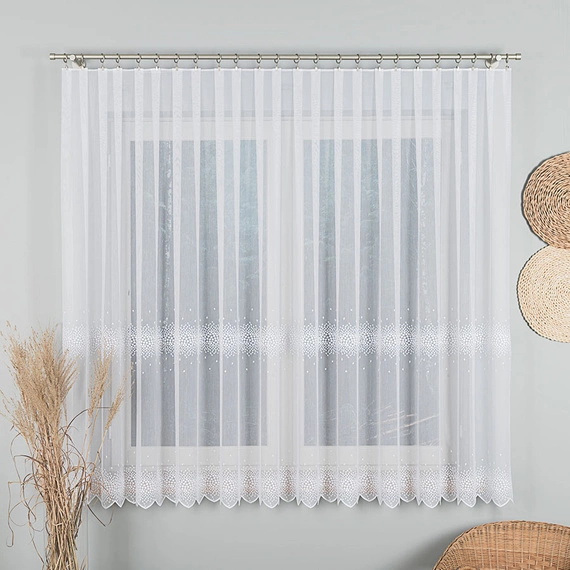 Firanka haftowana na metry 112853 / kolor biały / wysokość 160cm