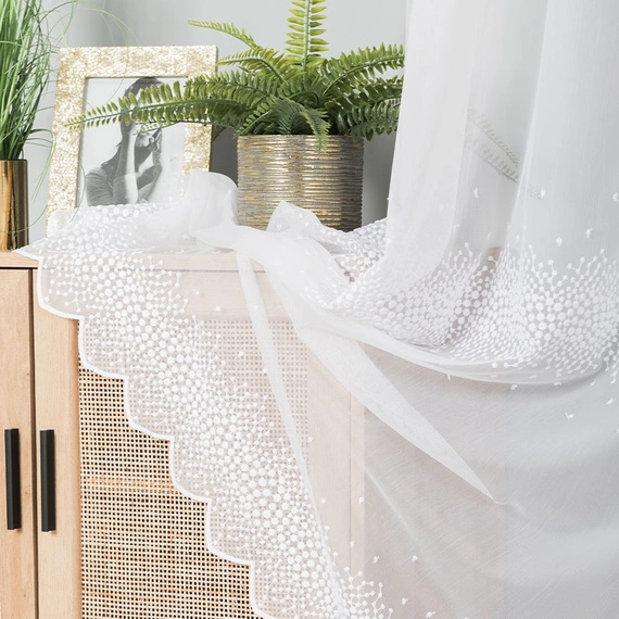 Firanka haftowana na metry 112853 / kolor biały / wysokość 280cm