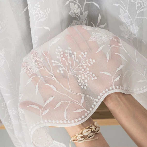 Firanka haftowana na metry 034488 / kolor biały / wysokość 160cm