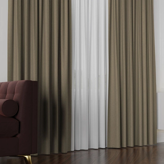 Tkanina zasłonowa na metry Lukrecja / wysokość 310cm / kolor 013 ciepły ciemny szary