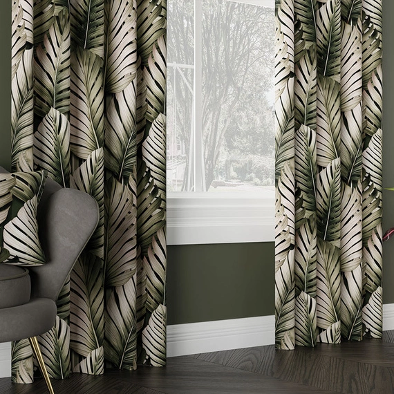 Tkanina zasłonowa w liście TROPICANA / wysokość 300cm