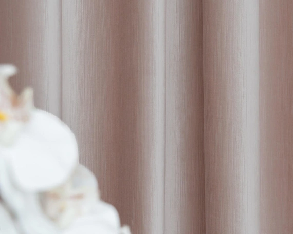 Tkanina zasłonowa VELVET EDEN prążkowana / wysokość 280cm / kolor 12 jasny pudrowy róż