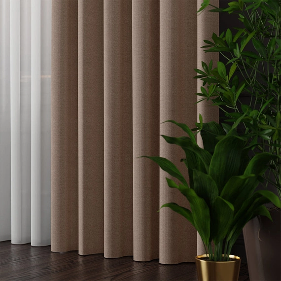 Tkanina zasłonowa IBIZA / wysokość 300cm / kolor 018 jasnobrązowy