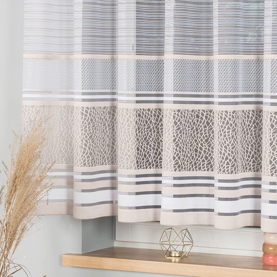 Firanka żakardowa na metry 017834 / kolor biały + złoty / wysokość 150cm