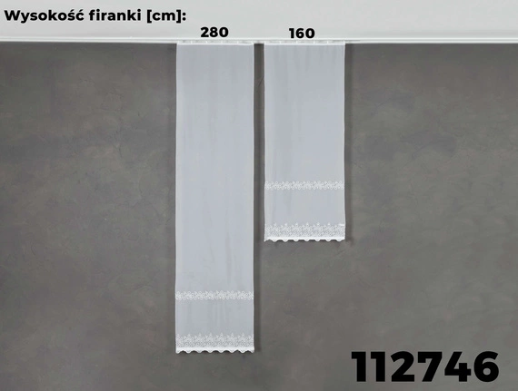 Firanka haftowana na metry 112746 / kolor biały / wysokość 160cm