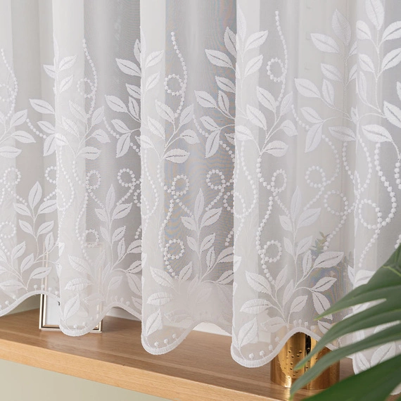 Firanka haftowana na metry 242778 / kolor biały / wysokość 160cm