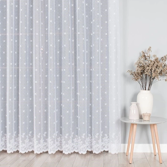 Firanka żakardowa 054160 / kolor biały / kupon 100x250cm