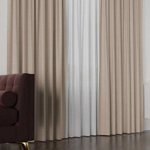 Tkanina zasłonowa na metry Lukrecja / wysokość 310cm / kolor 008 ciemnobeżowy