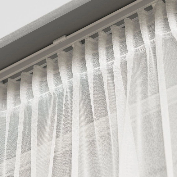 Firanka z aplikacją z wzorem pasowym 008897 / kolor kremowy / wysokość 280cm