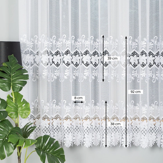 Firanka haftowana z aplikacją na metry 122469 / kolor biały / wysokość 180cm